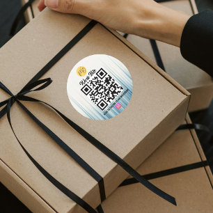 Retro LightBlue Modern Business Instagram Qr Code Runder Aufkleber