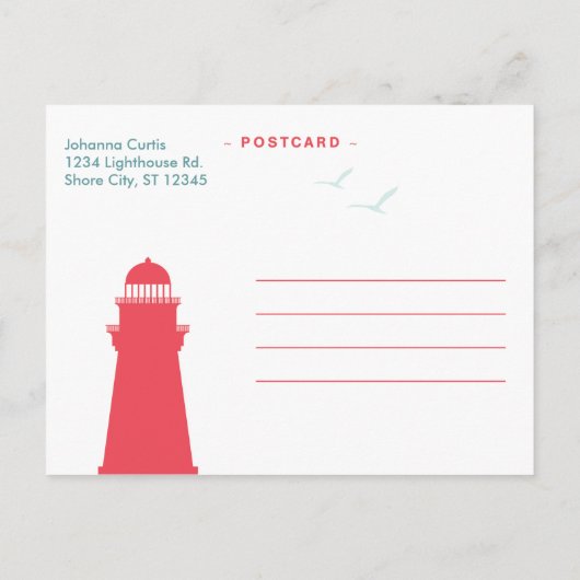 Retro Lighthouse Poster Save the Date Postkarte (Rückseite)