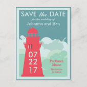 Retro Lighthouse Poster Save the Date Postkarte (Vorderseite)
