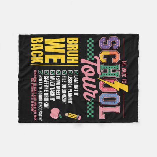 Retro Lightning Bolt Abcd Back To School Tour Teac Fleecedecke (Vorderseite (Horizontal))