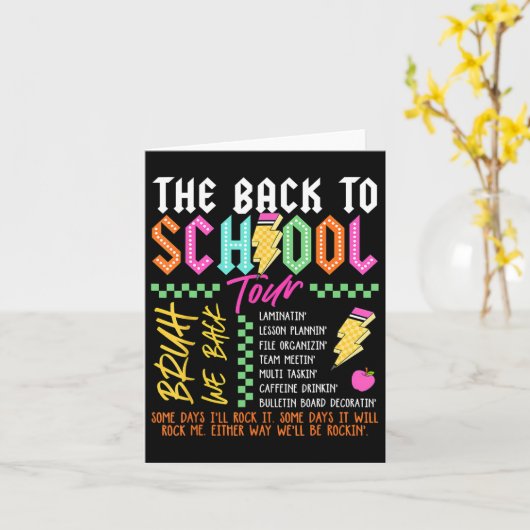 Retro Lightning Bolt Abcd Zurück zum Schullehrpfad Karte (Gelbe Blume)