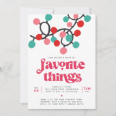Retro Lights Holiday Favorite Things Party Einladung (Vorderseite)