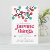 Retro Lights Holiday Favorite Things Party Einladung (Stehend Vorderseite)