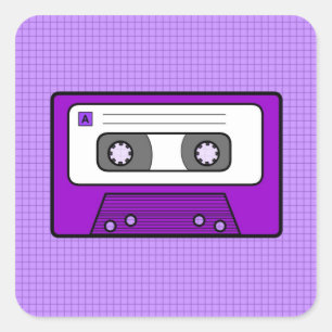 Retro Lila 80er Mixtape Quadratischer Aufkleber