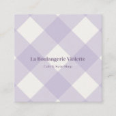 Retro Lila Bäckerei Gingham QR-Code Foto Quadratische Visitenkarte (Vorderseite)