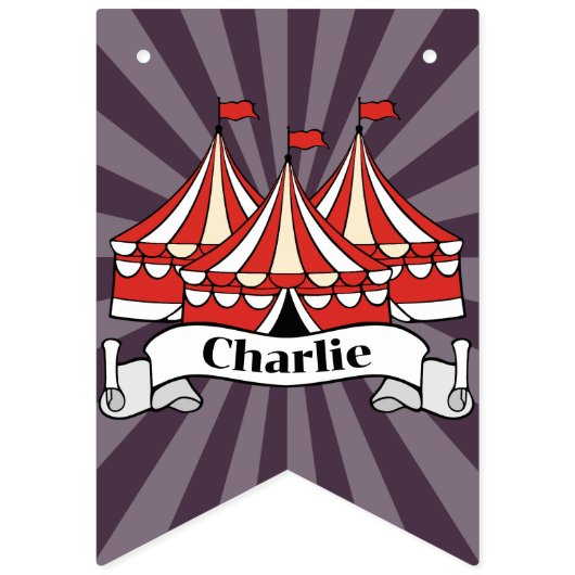 Retro Lila Big Top Cartoon Circus Banner (Erste Fahne)
