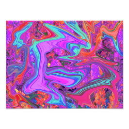 Retro Lila, blau und orange Abstrakte flüssige Kun Fotodruck