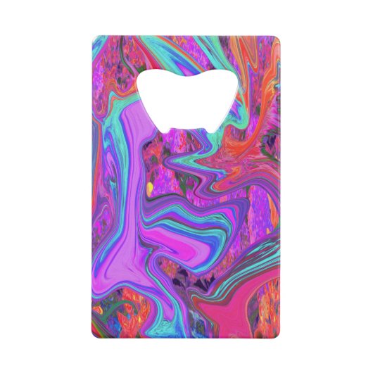 Retro Lila, blau und orange Abstrakte flüssige Kun Geldbeutel Flaschenöffner (Vorderseite)