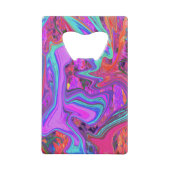 Retro Lila, blau und orange Abstrakte flüssige Kun Geldbeutel Flaschenöffner (Rückseite)