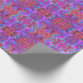 Retro Lila, blau und orange Abstrakte flüssige Kun Geschenkpapier (Ecke)