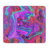 Retro Lila, blau und orange Abstrakte flüssige Kun Schneidebrett (Vorderseite)