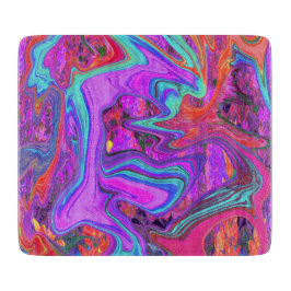 Retro Lila, blau und orange Abstrakte flüssige Kun Schneidebrett