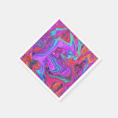 Retro Lila, blau und orange Abstrakte flüssige Kun Serviette (Ecke)