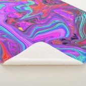 Retro Lila, blau und orange Abstrakte flüssige Kun Sherpadecke (3/4)