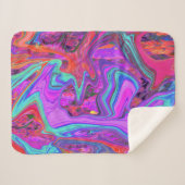 Retro Lila, blau und orange Abstrakte flüssige Kun Sherpadecke (Vorderseite (Horizontal))