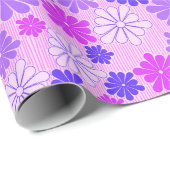 Retro Lila Blume Power Geschenkpapier (Rolleneckpunkt)