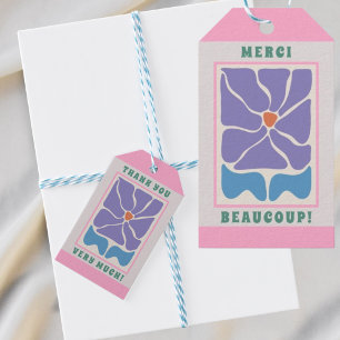 Retro Lila Blume Vielen Dank, dass Sie Tags Geschenkanhänger