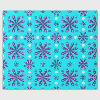 Retro-Lila-Blumen auf blauem Hintergrund Geschenkpapier