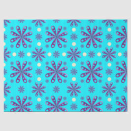 Retro-Lila-Blumen auf blauem Hintergrund Seidenpapier