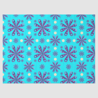Retro-Lila-Blumen auf blauem Hintergrund Seidenpapier