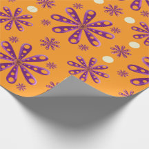 Retro-Lila-Blumen auf orangem Hintergrund