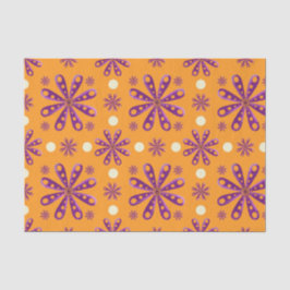 Retro-Lila-Blumen auf orangem Hintergrund Seidenpapier