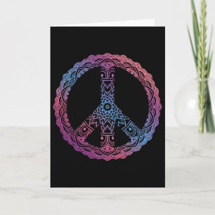 Retro Lila Boho Yoga Verzierte Mandala Friedenszei Karte