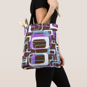 Retro Lila Brown 60er Muster Tasche
