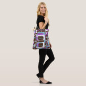 Retro Lila Brown 60er Muster Tasche (Am Model)