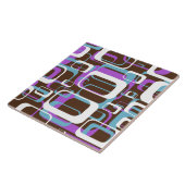 Retro Lila Brown 60er Muster Tile Fliese (Seite)
