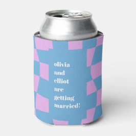 Retro Lila Checkerboard Custom Couples Dusche Dosenkühler