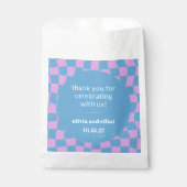 Retro Lila Checkerboard Custom Couples Dusche Geschenktütchen (Vorderseite)