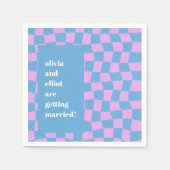 Retro Lila Checkerboard Custom Couples Dusche Serviette (Vorderseite)