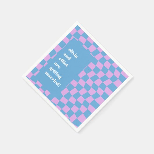 Retro Lila Checkerboard Custom Couples Dusche Serviette (Ecke)