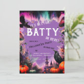 Retro Lila Crow Hallowe'en Party Einladung (Stehend Vorderseite)