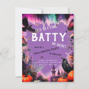 Retro Lila Crow Hallowe'en Party Postkarte