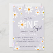 Retro Lila Daisy Einladung zum ersten Geburtstag (Vorderseite)