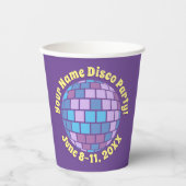 Retro Lila Diskothek Ball PERSONALISIERT Pappbecher (Vorderseite)