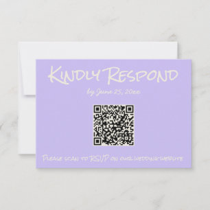 Retro-Lila-Farbige Pastell-QR-Code-Hochzeit RSVP Karte