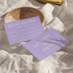 Retro Lila Farbige Pastell Whimsical Hochzeit RSVP Karte