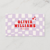 Retro Lila, fett bewachter Funky QR Code Visitenkarte (Vorderseite)