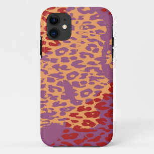 Retro lila-gelbbraune Leopardendruckhaut iPhone 11 Hülle