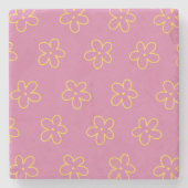 Retro Lila Gelbe Blüte Einfaches Muster Blume Steinuntersetzer (Vorderseite)