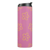 Retro Lila Gelbe Blüte Einfaches Muster Blume Thermosbecher (Nach links gedreht)