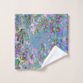 Retro-Lila, grüne und blaue Wildblumen auf Rosa Badhandtuch Set (Waschlappen)