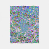 Retro-Lila, grüne und blaue Wildblumen auf Rosa Fleecedecke (Vorderseite)