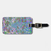 Retro-Lila, grüne und blaue Wildblumen auf Rosa Gepäckanhänger (Vorderseite horizontal)