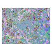 Retro-Lila, grüne und blaue Wildblumen auf Rosa Tischdecke (Vorderseite (Horizontal))