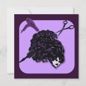 Retro lila Haar-Stylist-Gewohnheits-Einladungen Einladung (Rückseite)