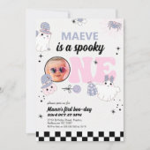 Retro Lila Halloween Spooky 1. Geburtstag Einladung (Vorderseite)